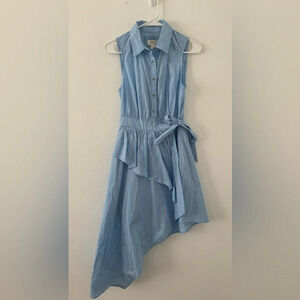 Anthropologie Maeve Asymmetrical Sleeveless Shirt Dress Preppy Boho NWT 2